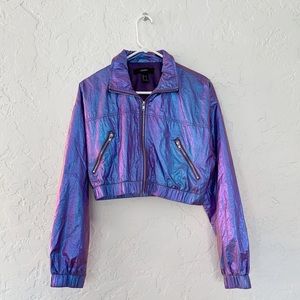 Forever 21 Blue/Purple Iridescent Cropped Jacket